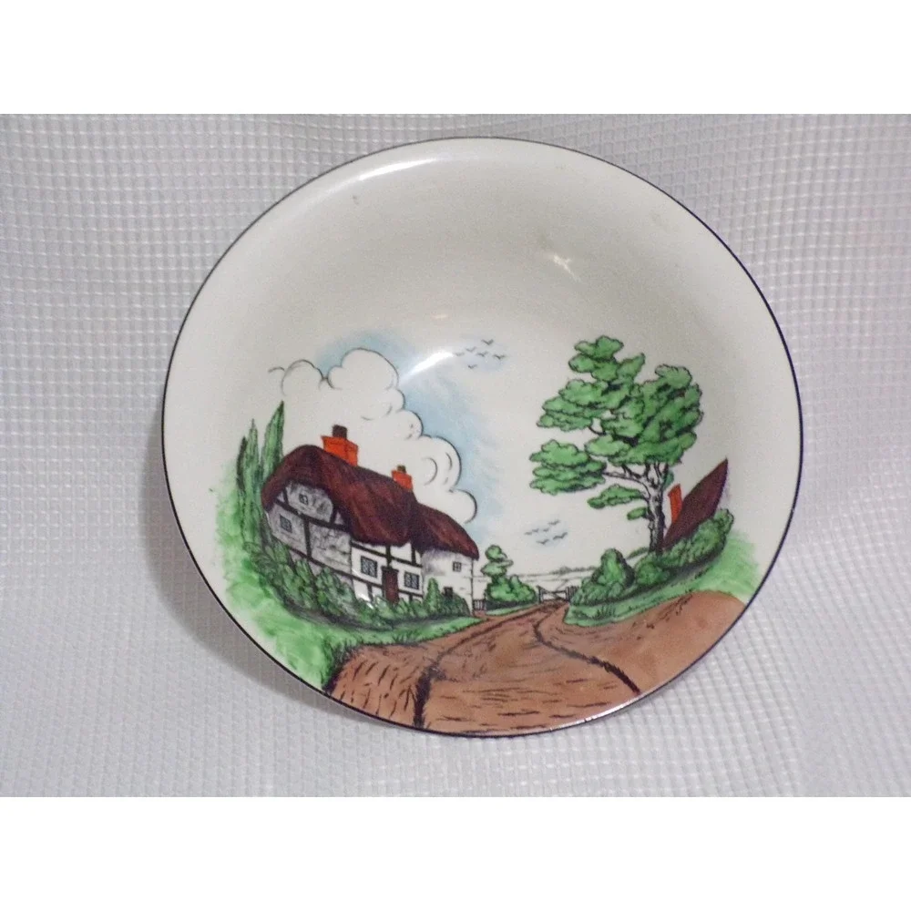 Antique Vtg John Maddock & Sons England Serving‎  Royal Vitreous Thatch Cottage